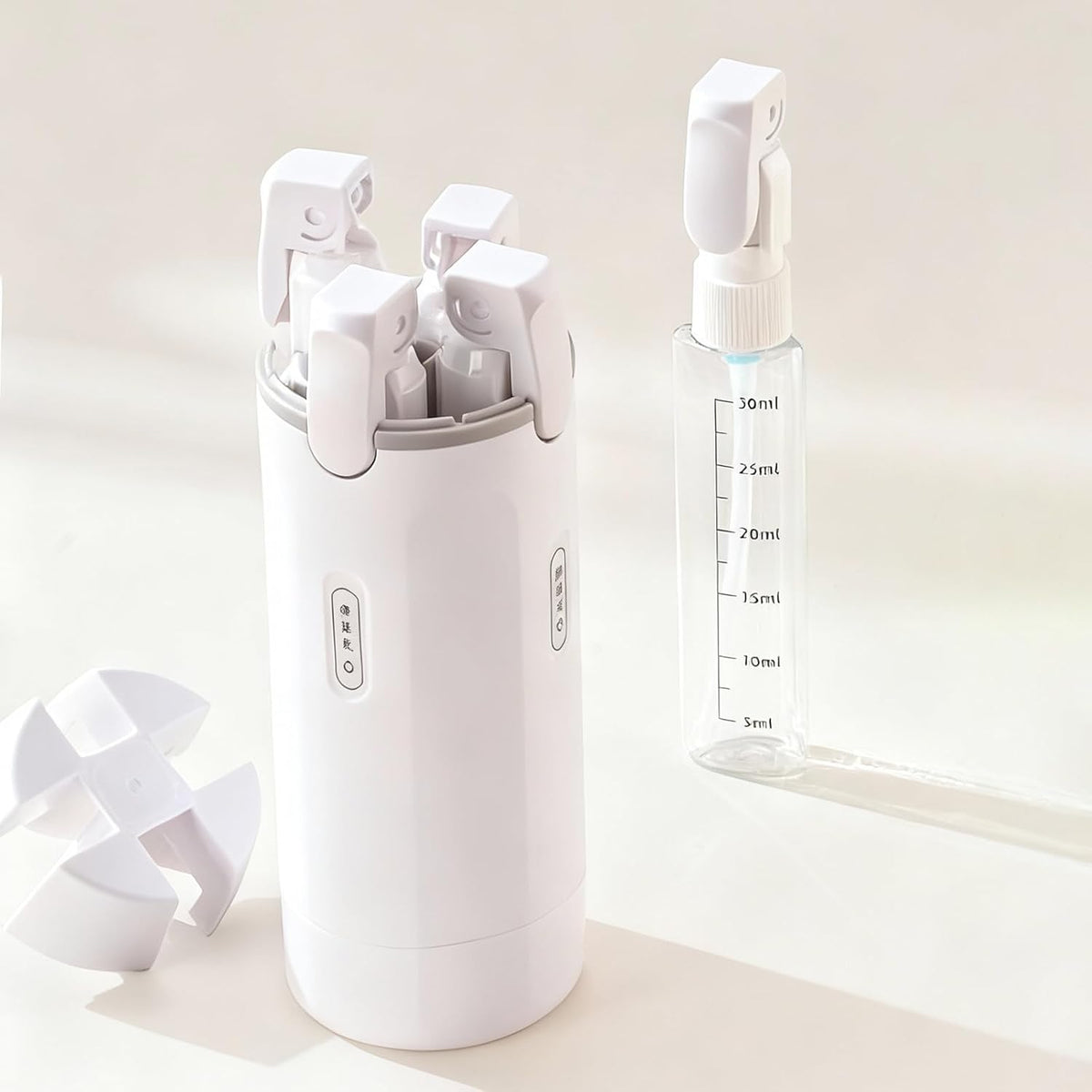 4 in 1 Travel Dispenser Bottle,Refillable Leak Proof Travel Size Toiletries Bottles for Toiletry,Shampoo,Body Wash (Light Green&White, 16.5Cmx5.5Cm)